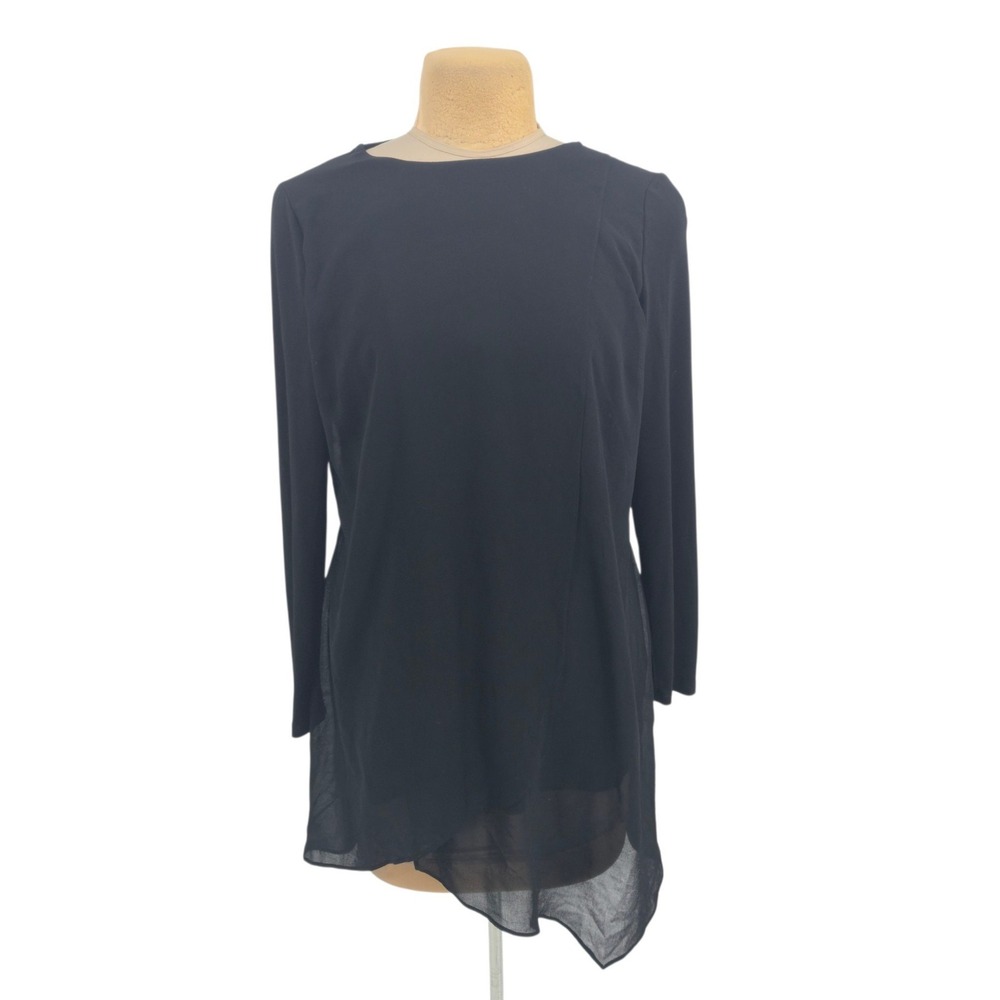Phase Eight Tunic Top Women Size 12 Black Layered Asymmetric Hem Blouse